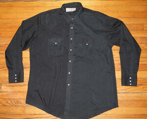 Vintage Western Frontier Cowboy Black Stripe XL Pearl Snap Long Sleeve Shirt USA